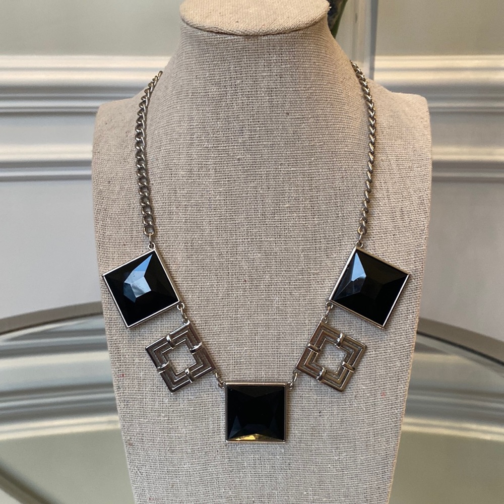 WHBM Statement Necklace Black and Silver